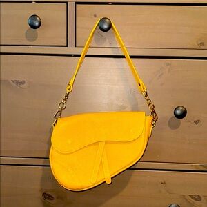 Italian shoulder crossbody bag, sunflower yellow